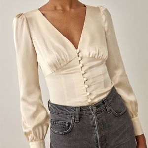 Reformation cadence ivory silk top size s - never worn